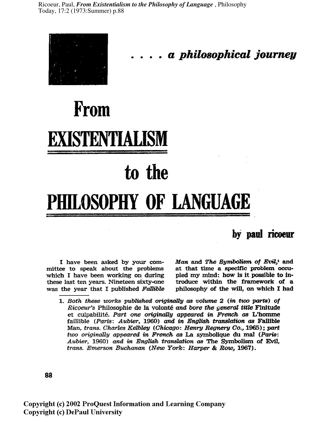 From Existentialism to the Philosophy of Language - Article