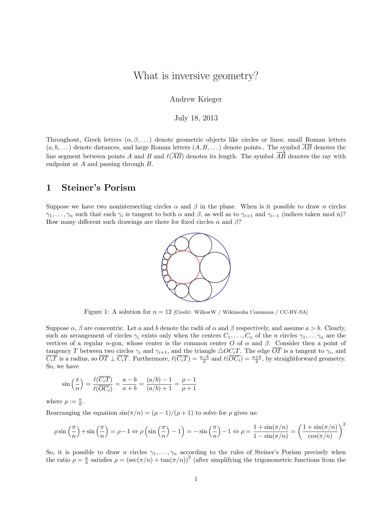 What is Inversive Geometry - Essay