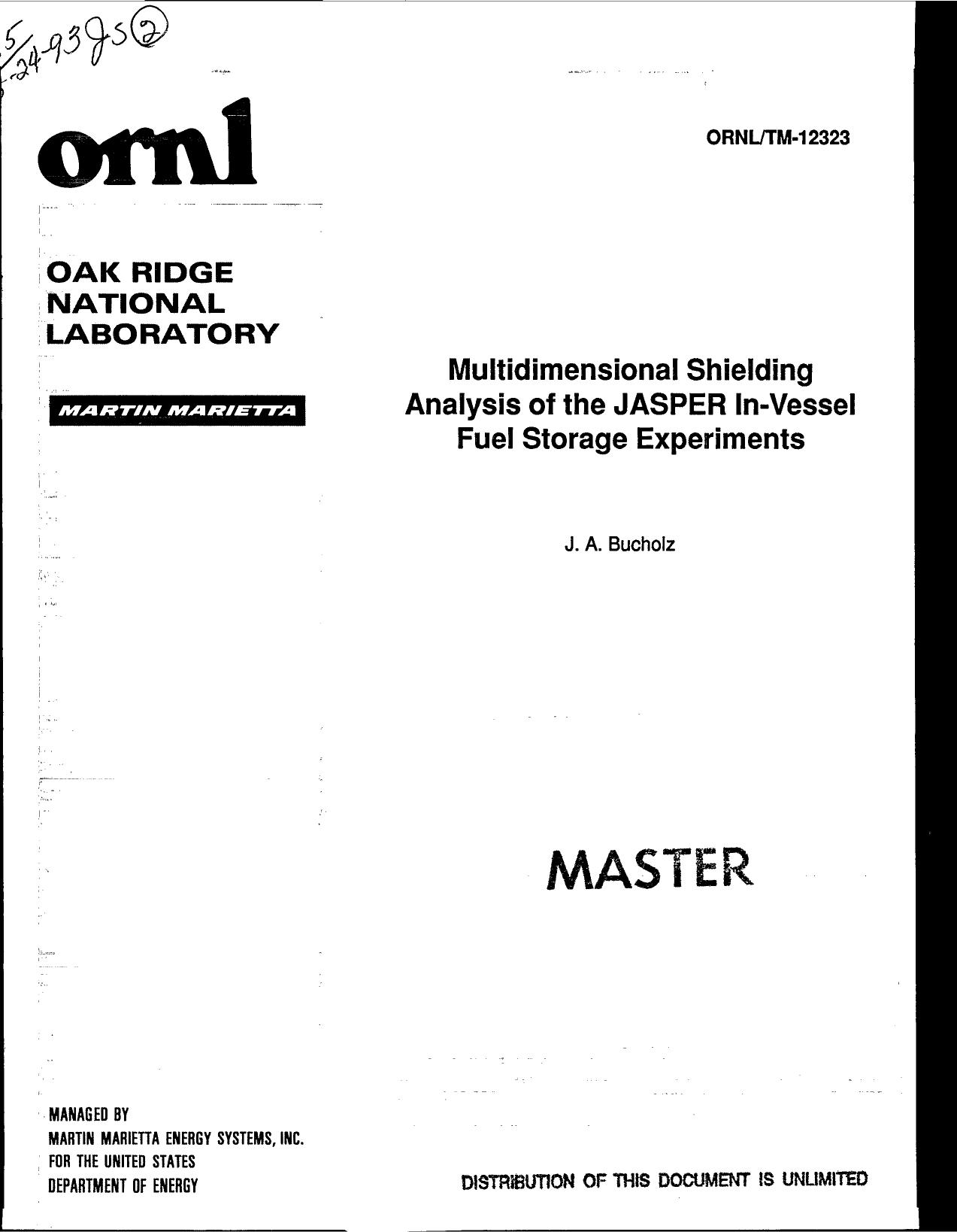 Multidimensional shielding analysis of the JASPER in-vessel fuel storage experiments (Bucholz etc.)—