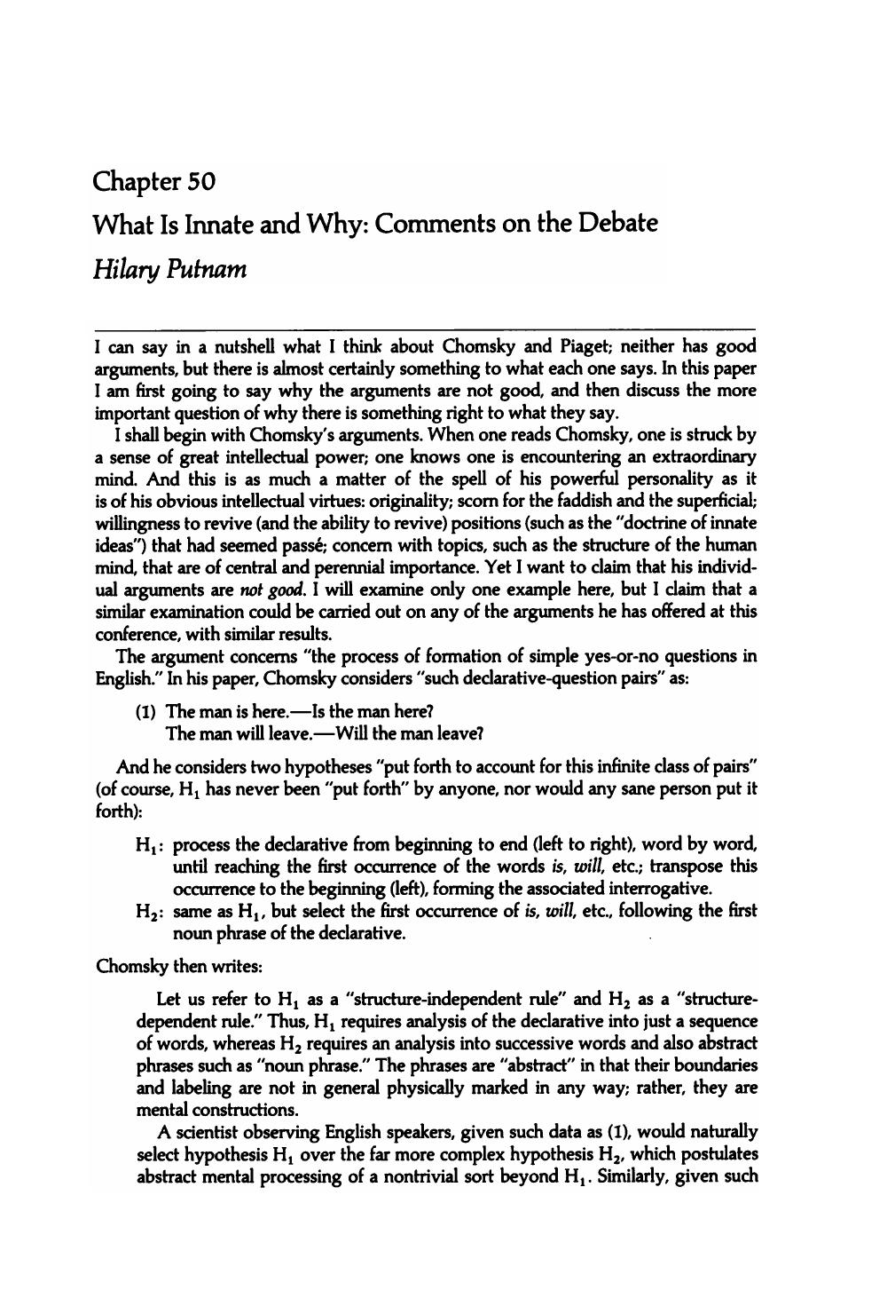 What Is Innate and Why: Comments on the Debate - Chapter 50