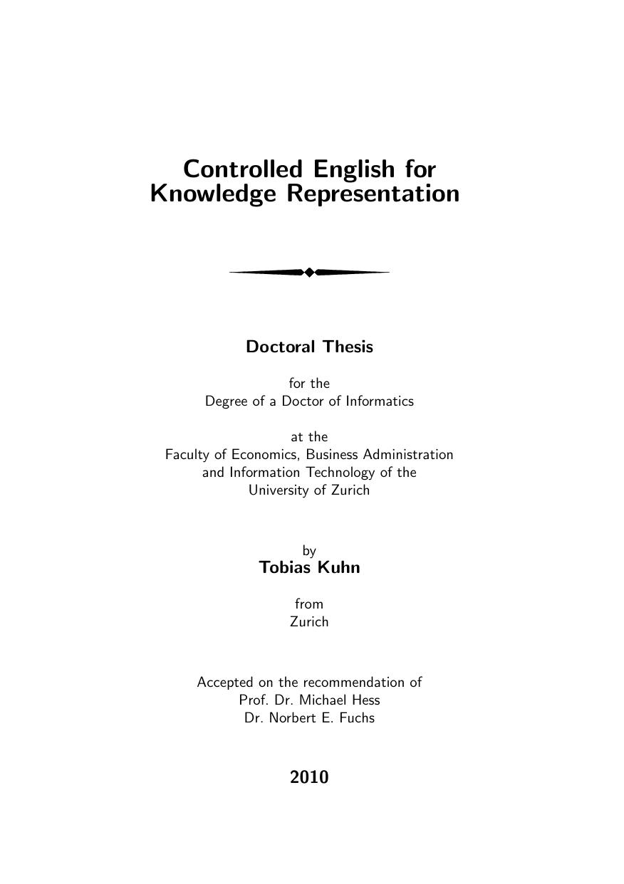 Controlled English for knowledge representation - Doctoral Thesis