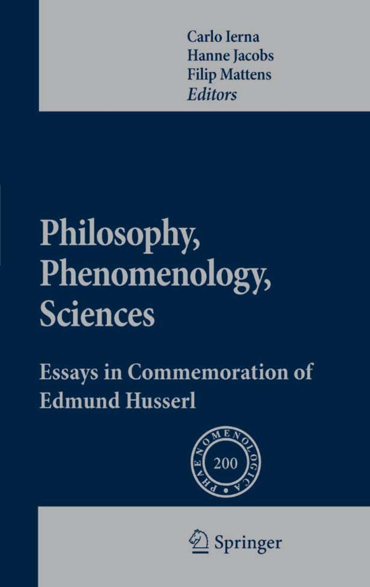Philosophy, Phenomenology, Sciences: Essays in Commemoration of Edmund Husserl
