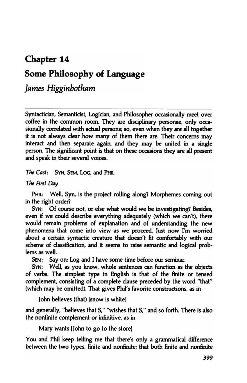 Some Philosophy Of Language - Chapter 14