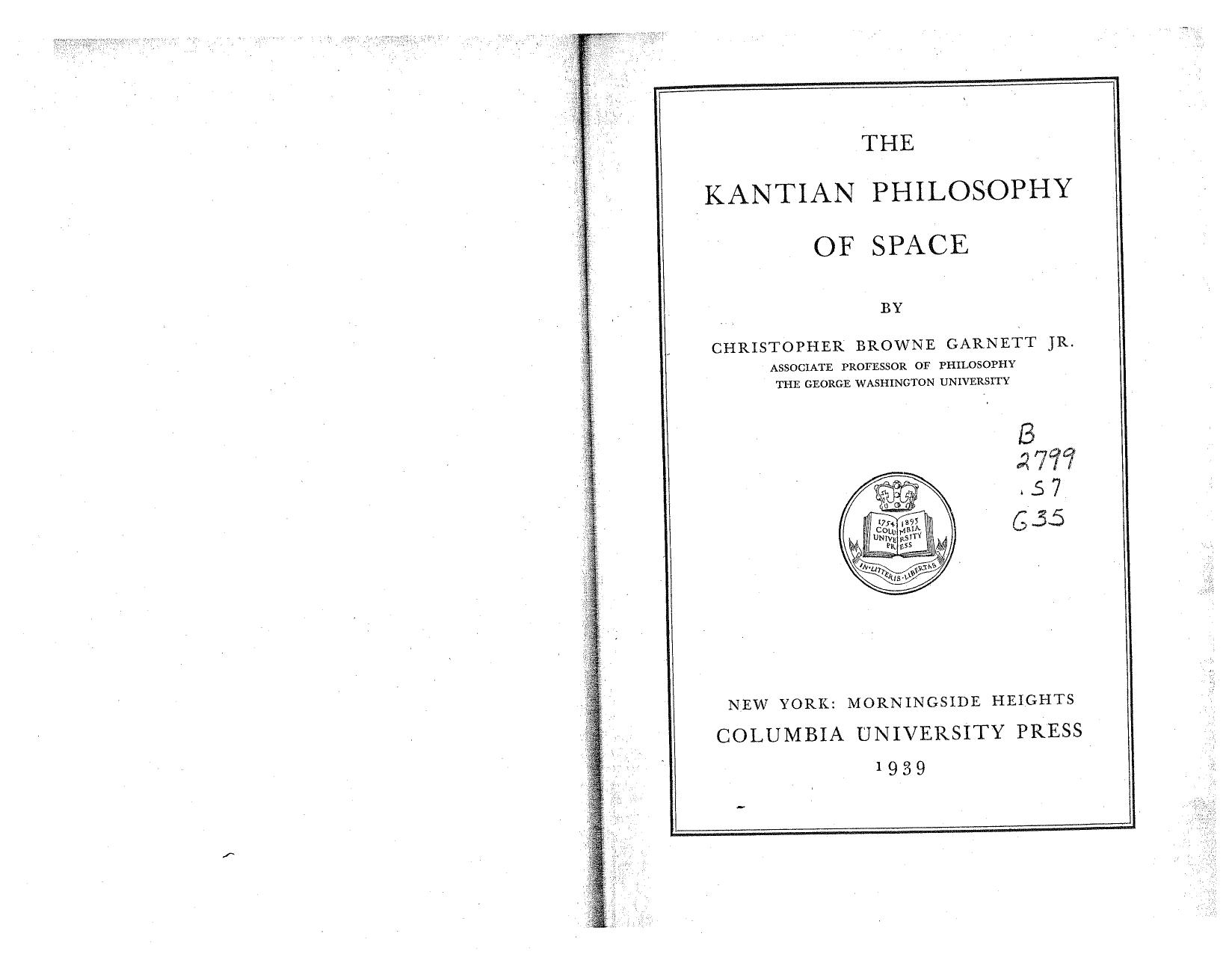 The Kantian Philosophy of Space
