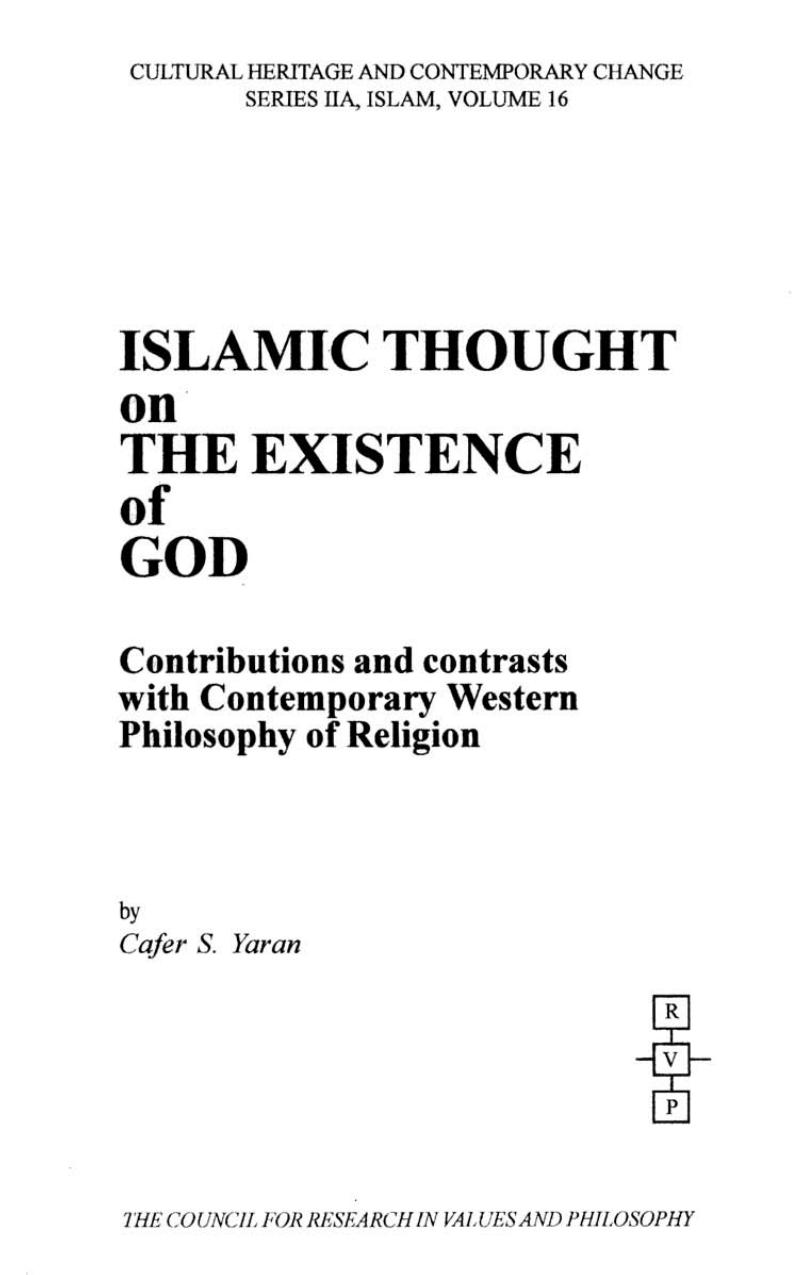 Islamic Thought on the Existence of God: with Contributions From Contemporary Western Philosophy of Religion