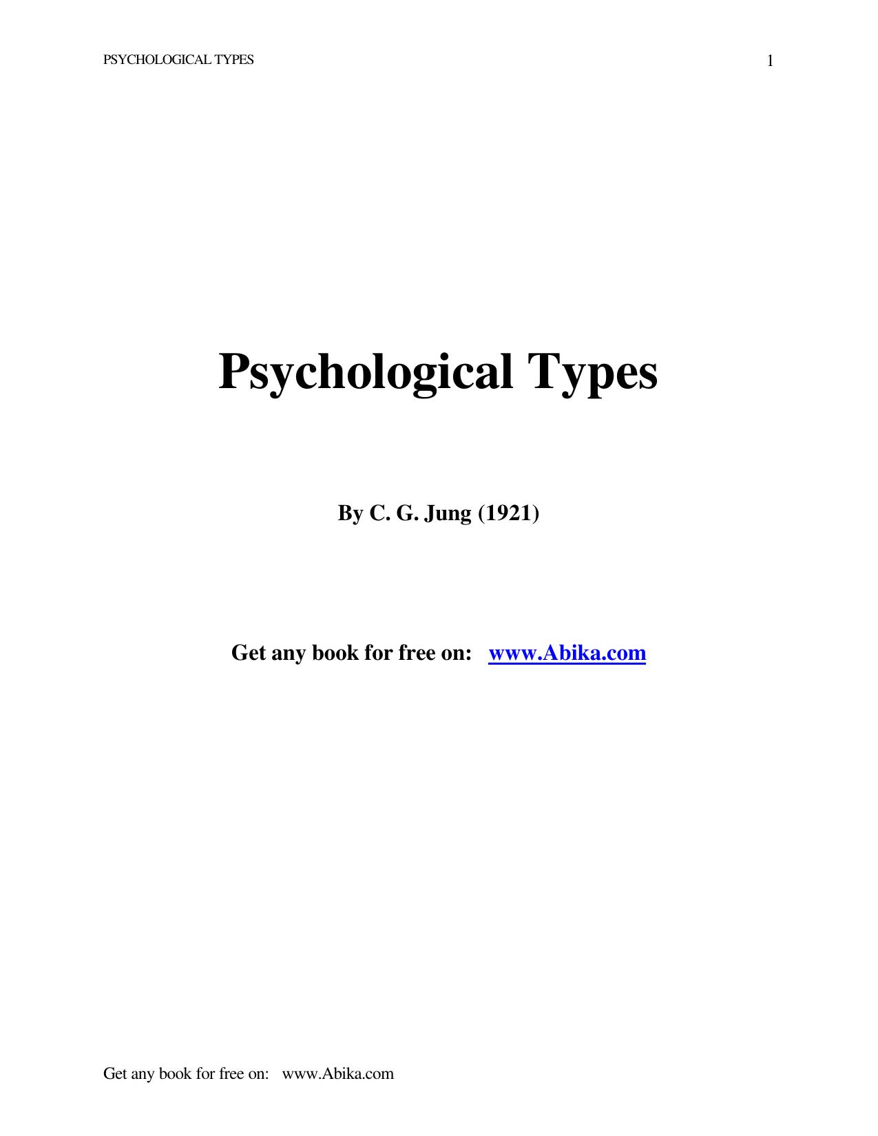 Psychological Types - Chapter 10