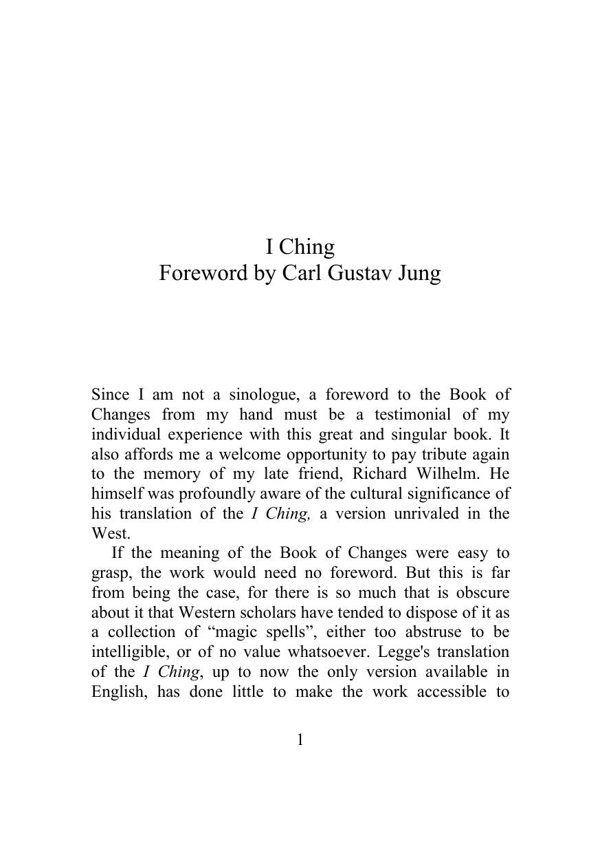 I Ching - Foreword by C.G. Jung