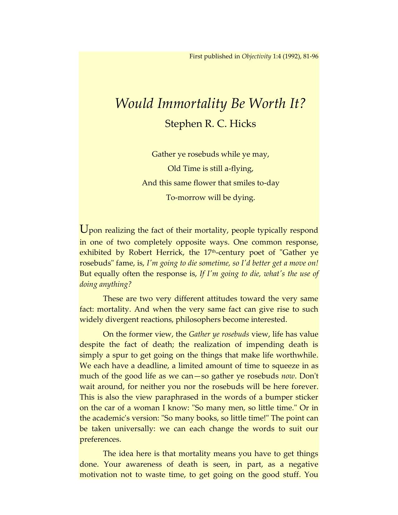 Would Immortality Be Worth It?