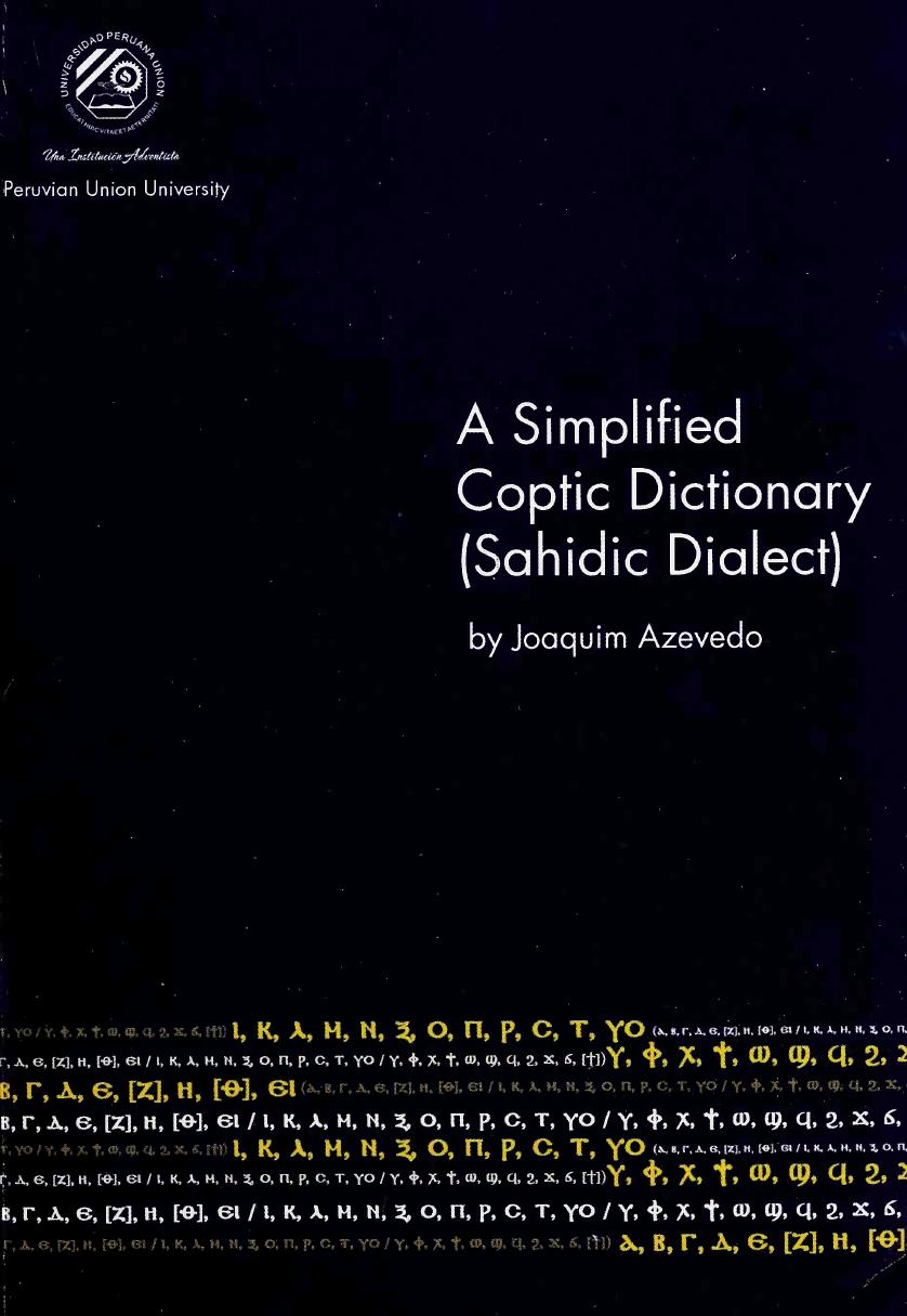 A Simplified Coptic Dictionary (Sahidic Dialect)