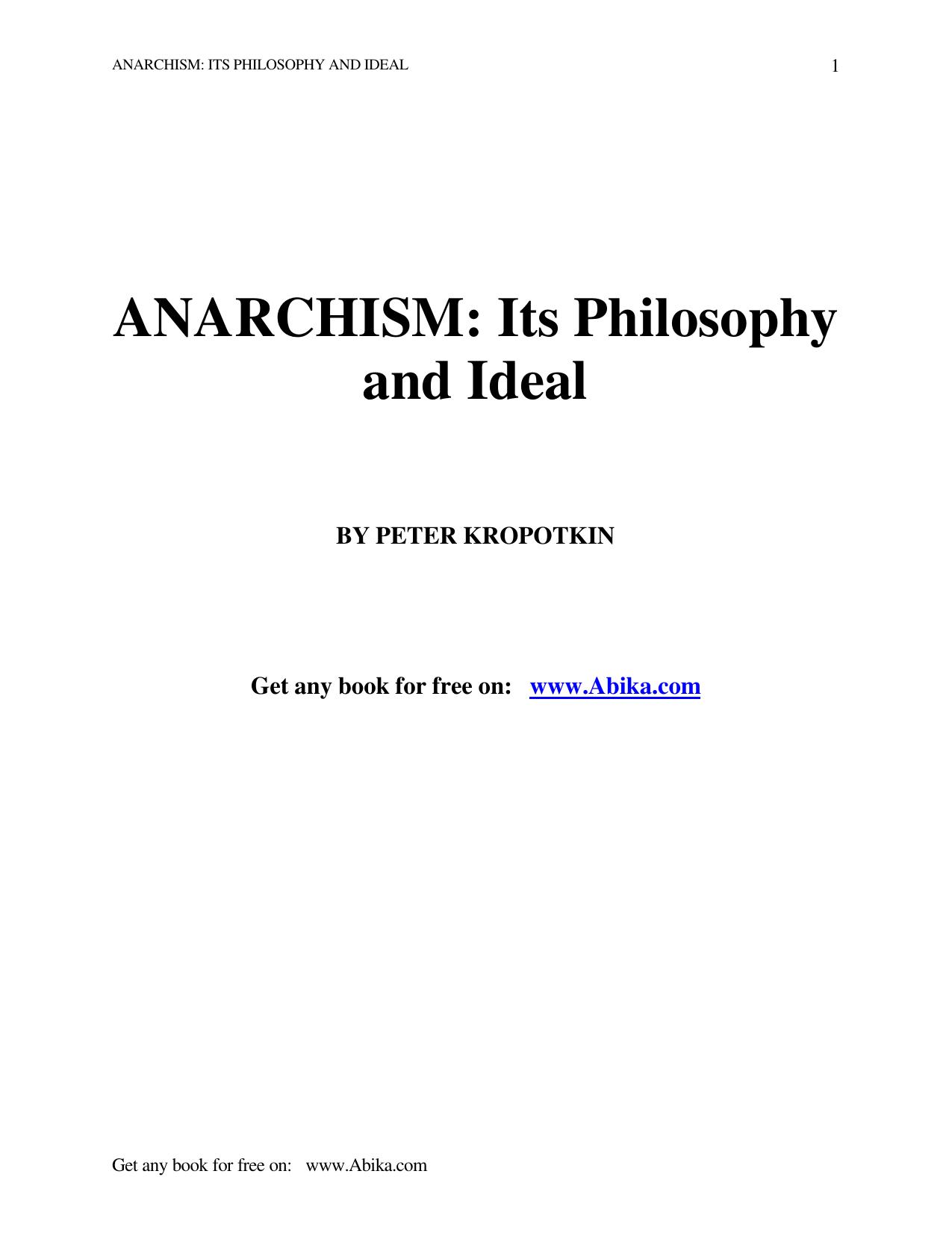 Anarchism: Its Philosophy and Ideal