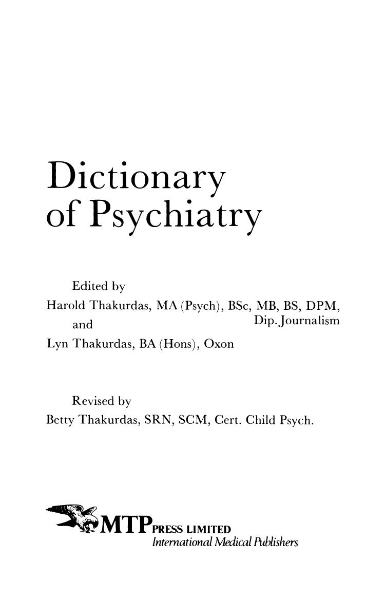 Dictionary of Psychiatry