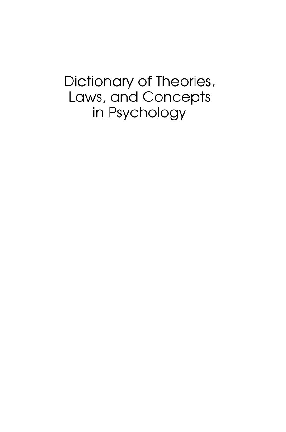 Dictionary of Theories, Laws & Concepts in Psychology