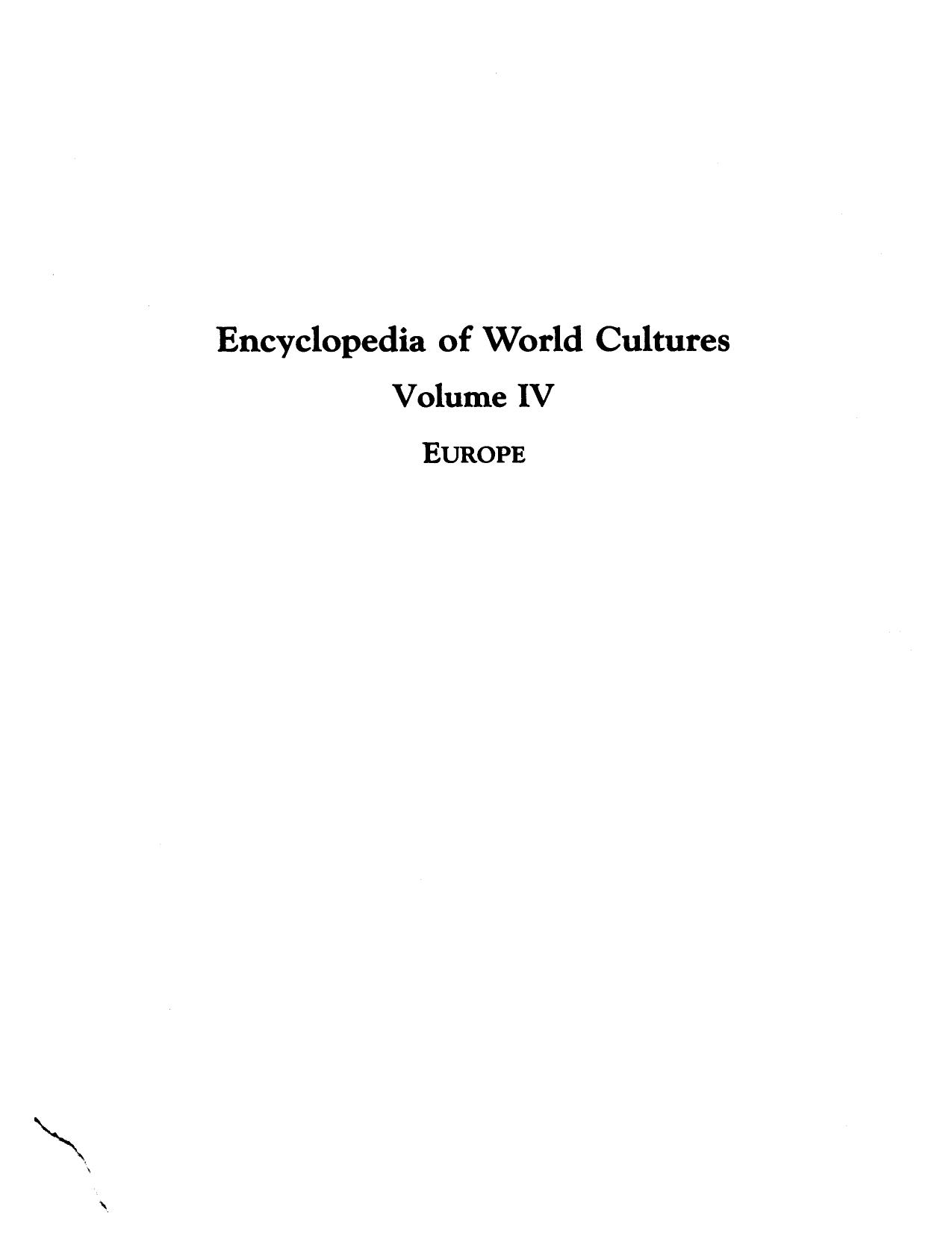 Encyclopedia of World Cultures Europe and the Middle East by David Levinson
