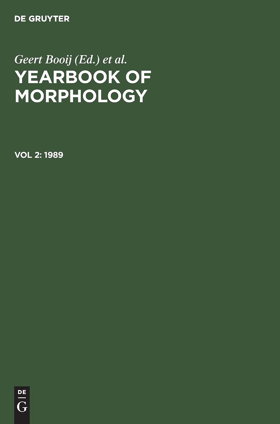 Yearbook of Morphology 1989