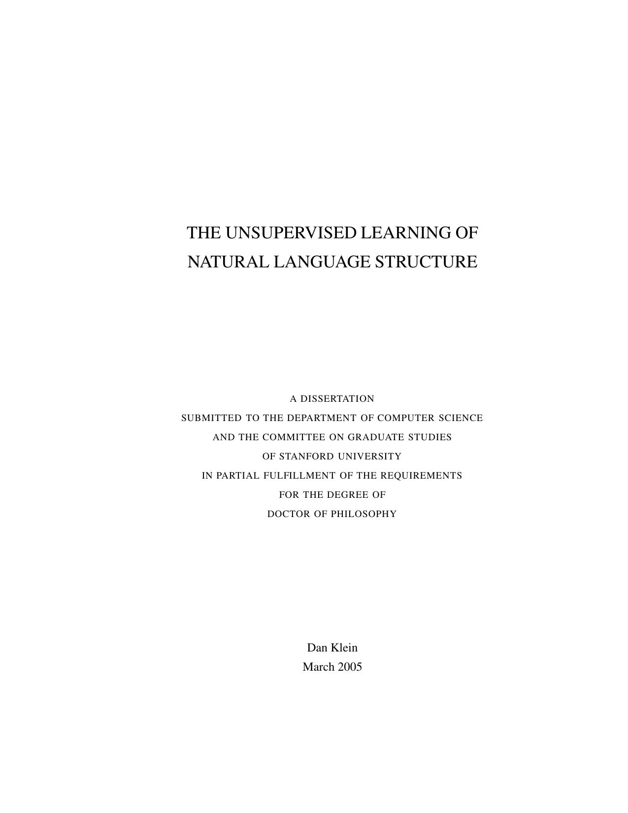 The Unsupervised Learning of Natural Language Structure - Dissertation
