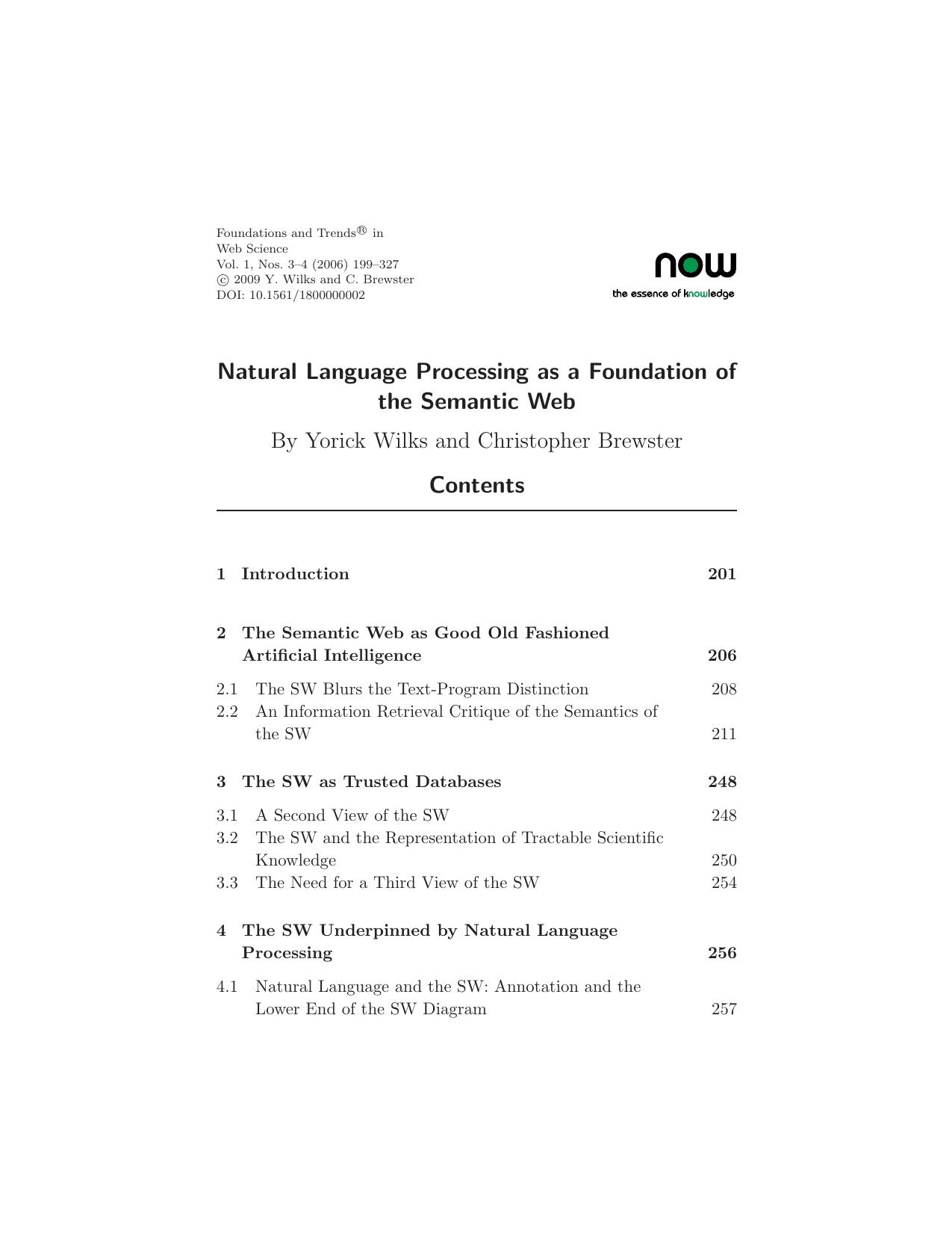 Natural Language Processing as a Foundation of the Semantic Web - Paper