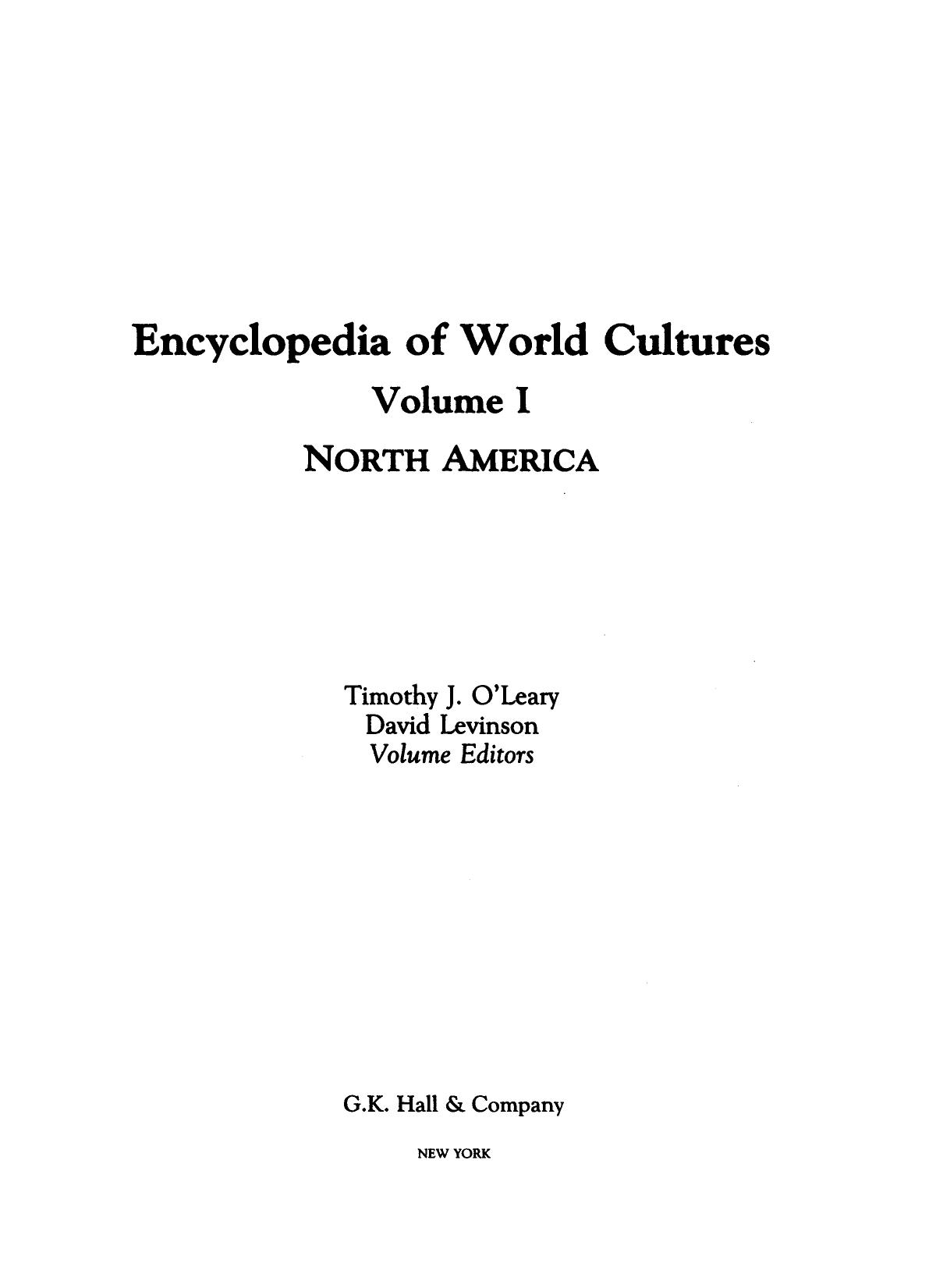 Encyclopedia of World Cultures North America