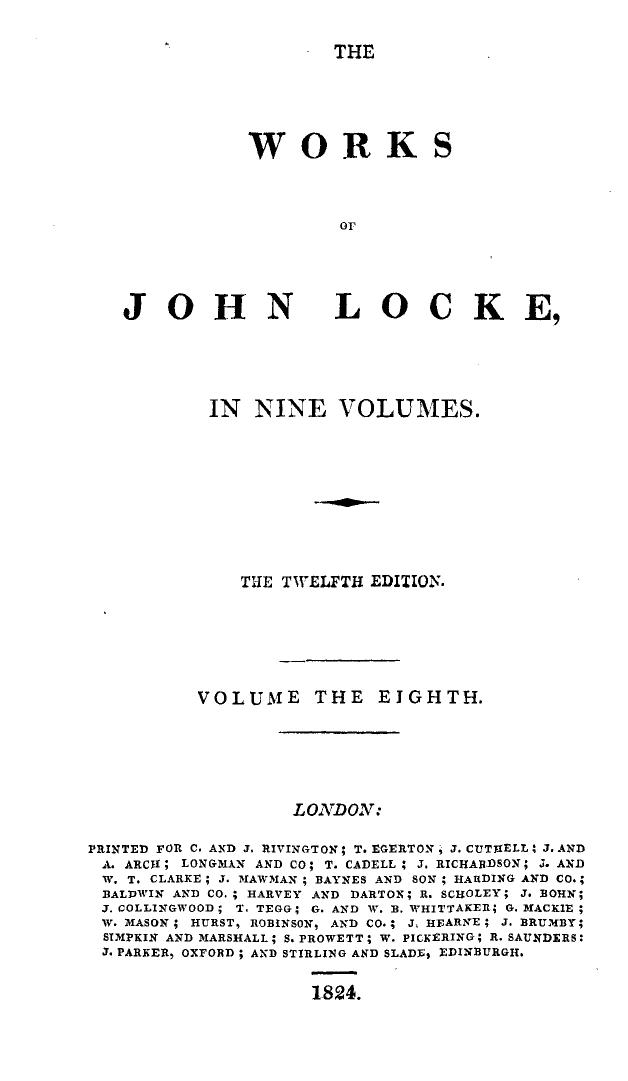The Works of John Locke in 9 volumes, vol. 8 (1690)