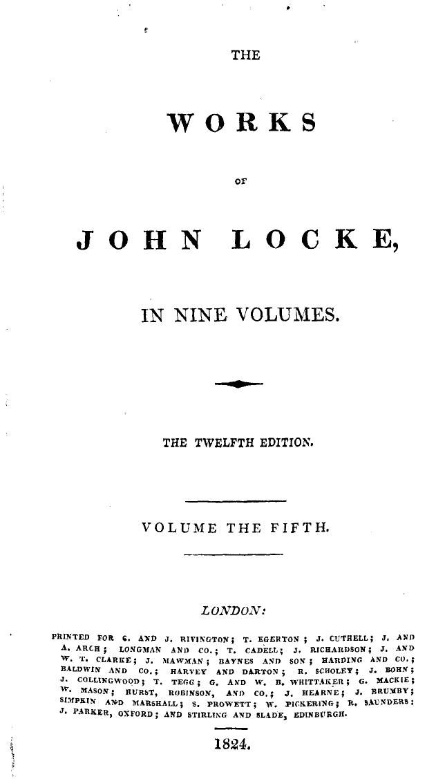 The Works of John Locke in 9 volumes, vol. 5 (1685)