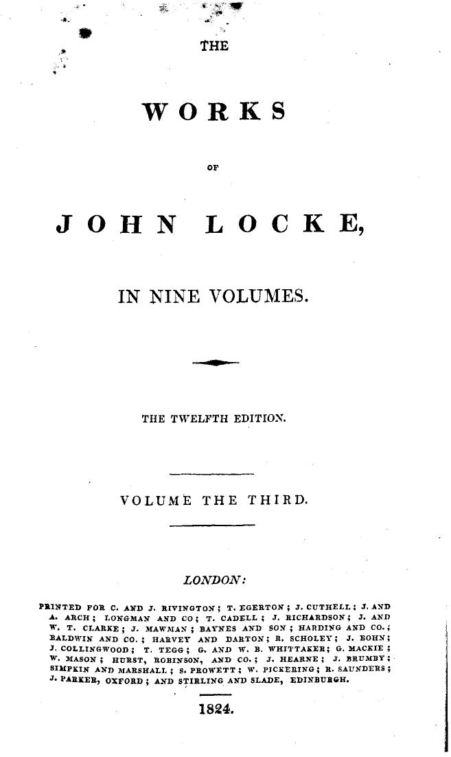 The Works of John Locke in 9 volumes, vol. 3 (1696)
