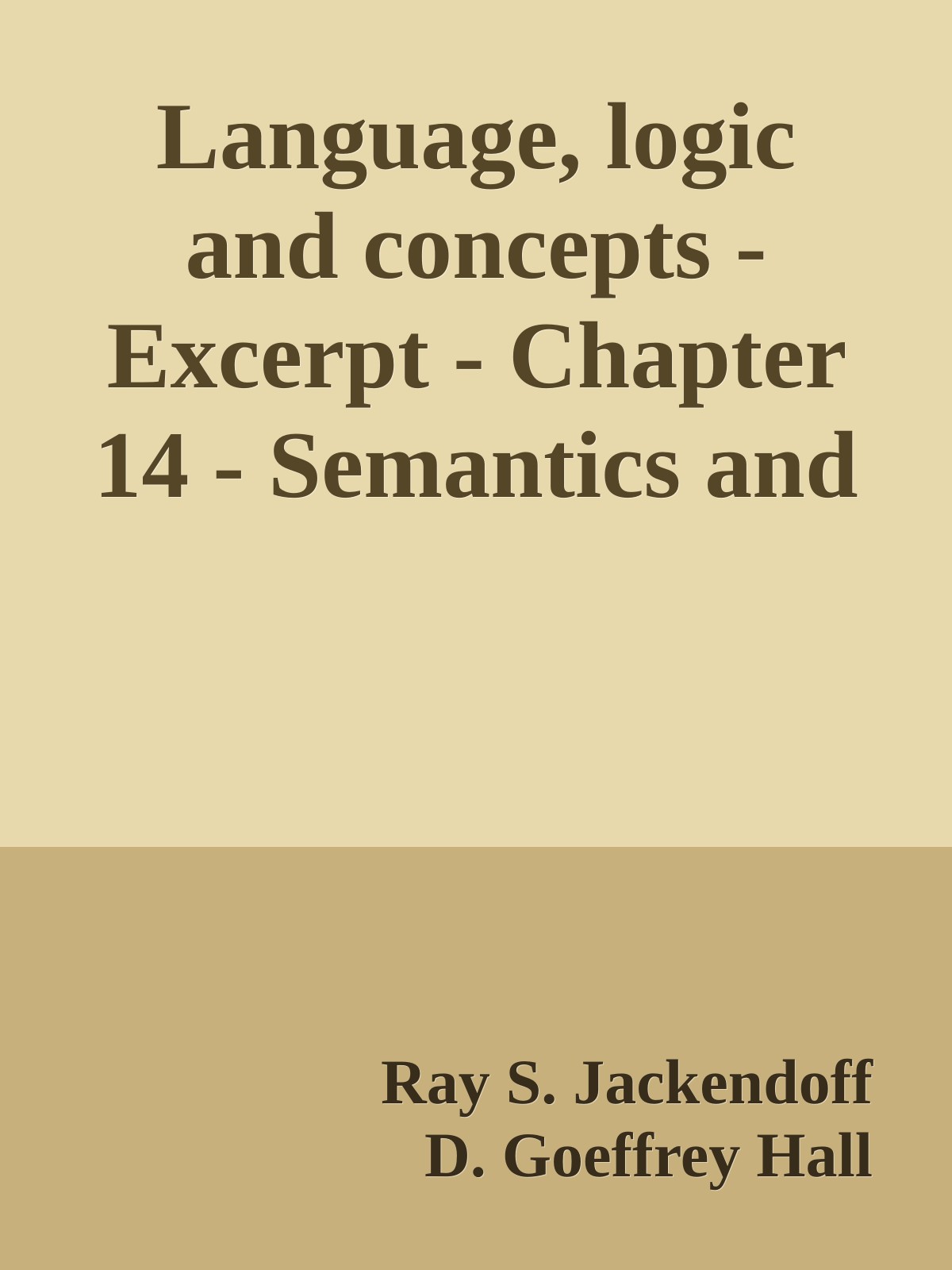 Language, logic and concepts - Excerpt - Chapter 14 - Semantics and the Aquisition of Proper Names