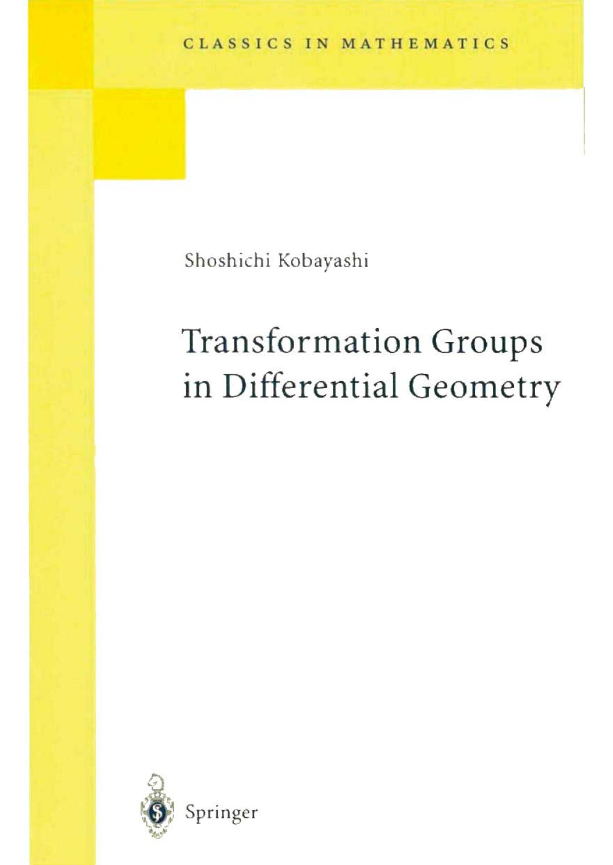 Transformation Groups in Differential Geometry