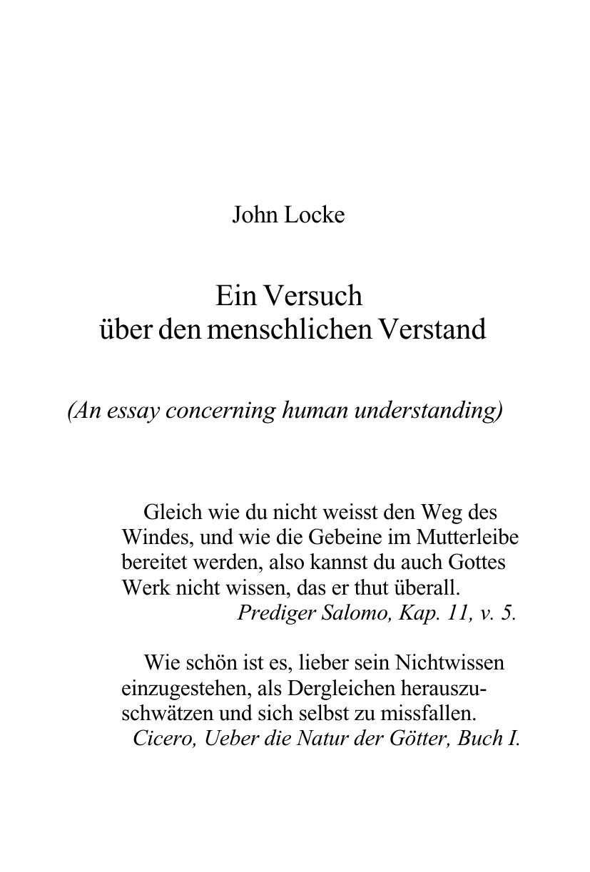 Locke - Versuch über den menschlichen Verstand