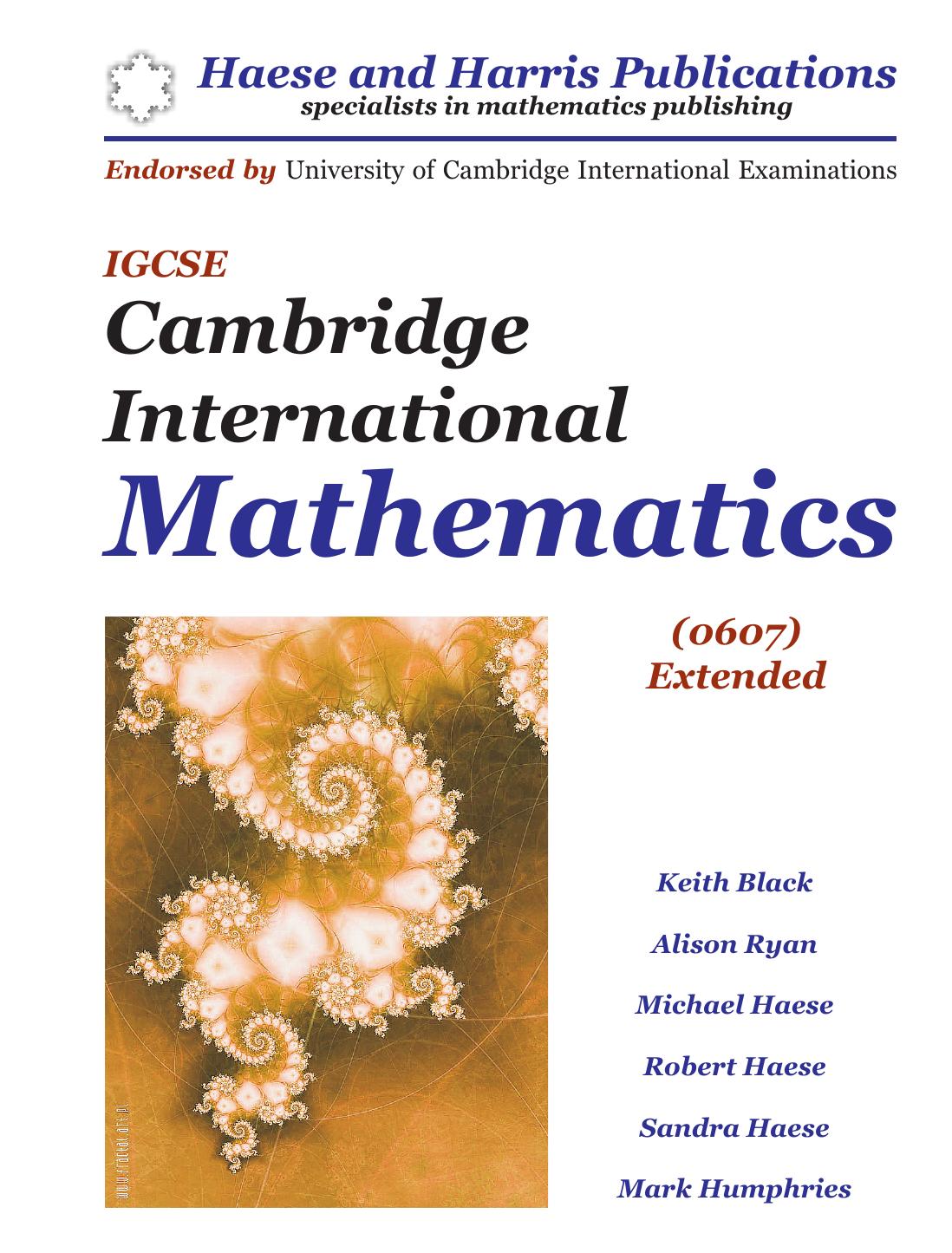 IGCSE Cambridge International Mathematics (0607) Extended