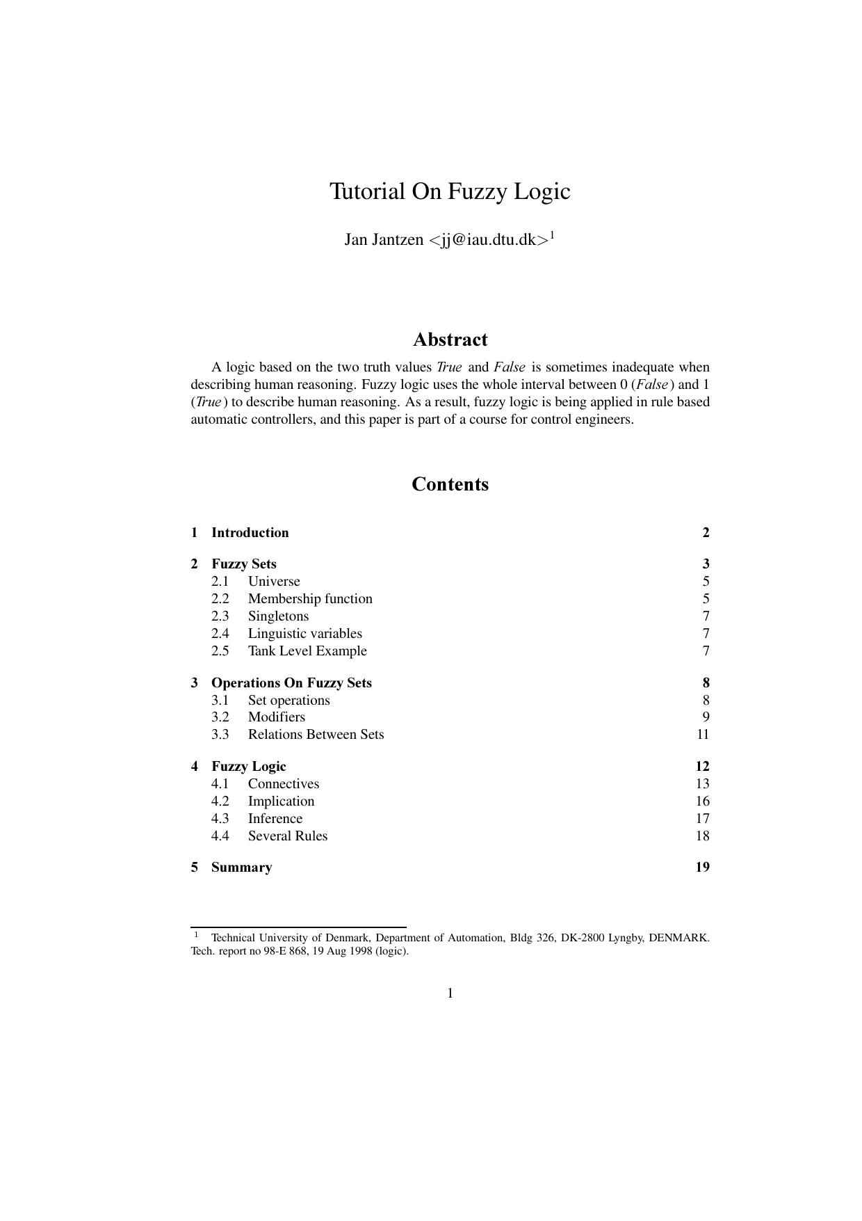 Tutorial on fuzzy logic