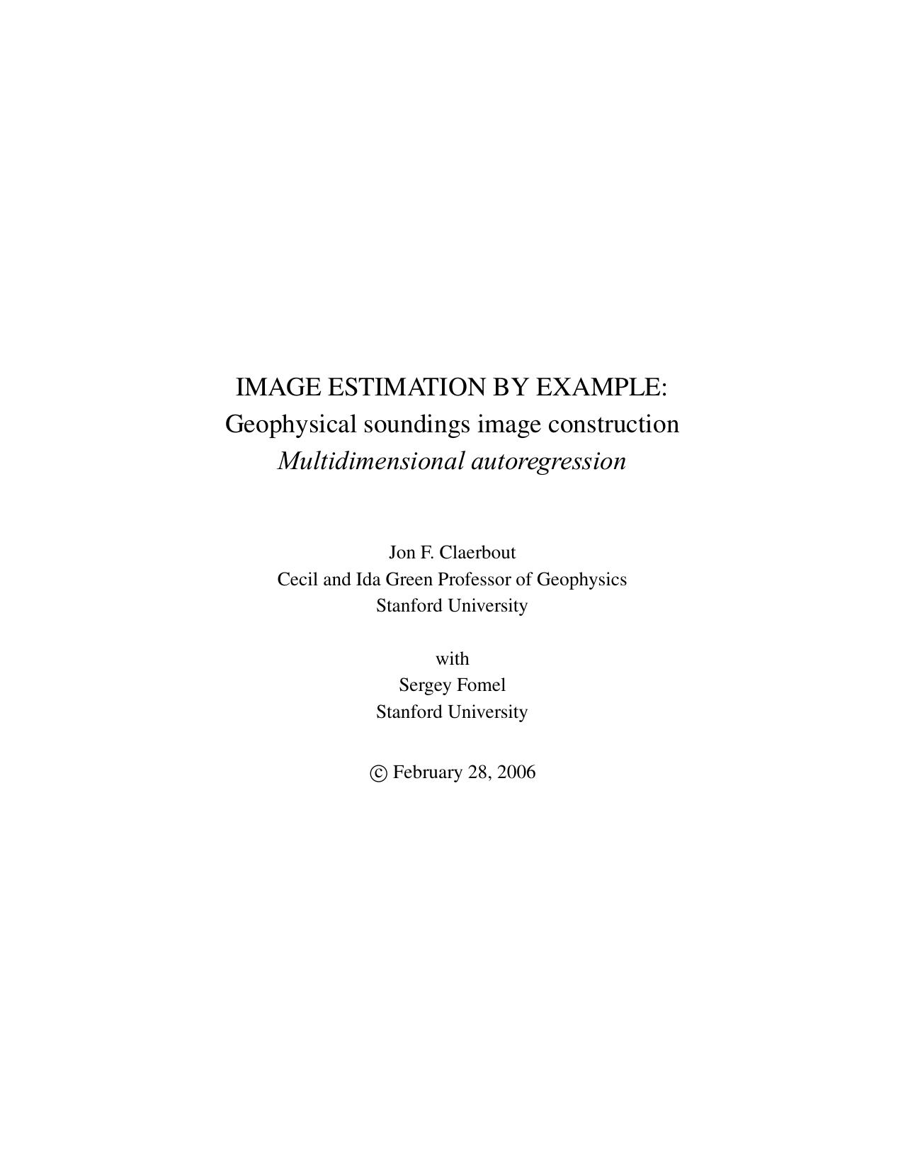 Image Estimation by Example - Geophysical Sounding