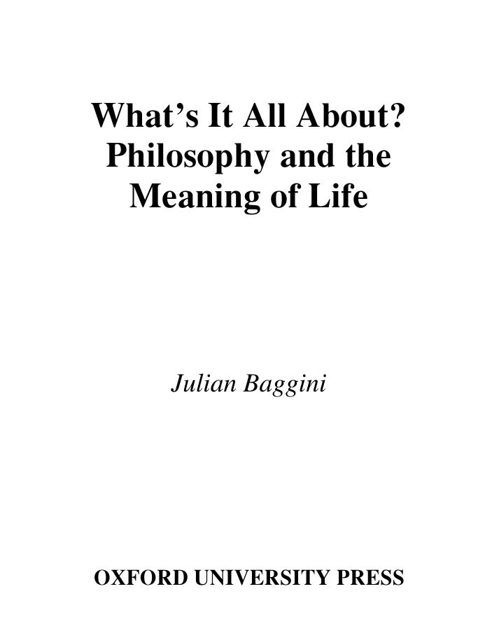 What's It All About?: Philosophy and the Meaning of Life