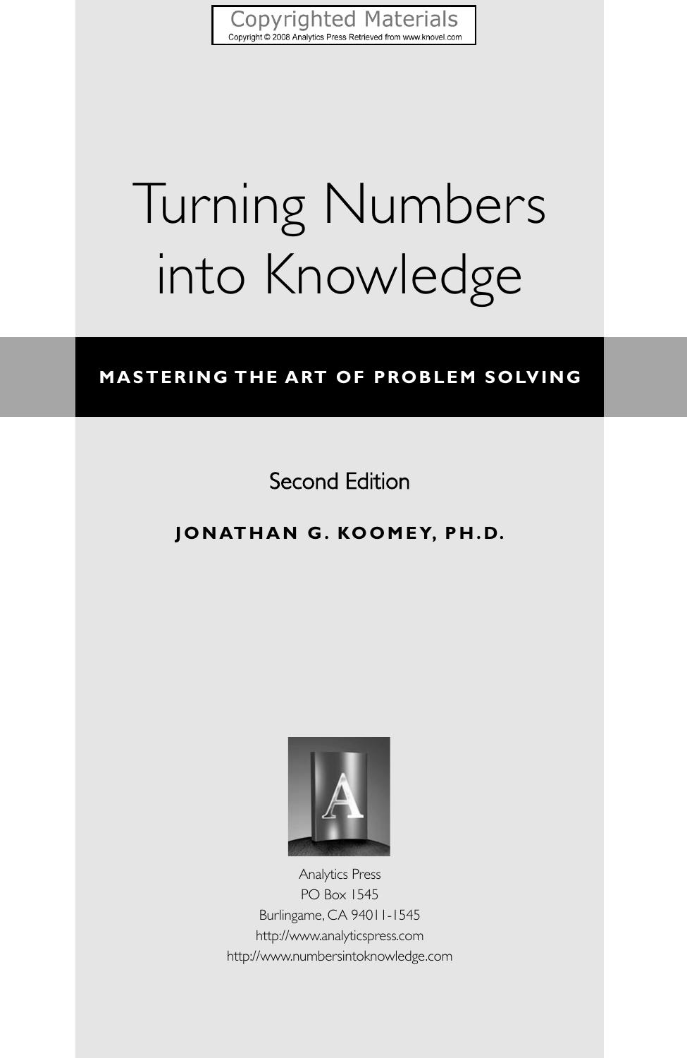 Turning Numbers Into Knowledge: Mastering the Art of Problem Solving