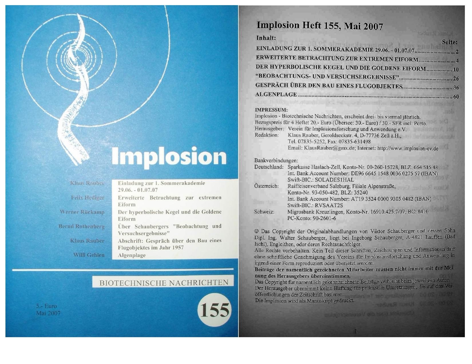 Viktor Schauberger, Implosion, Heft Nr 155