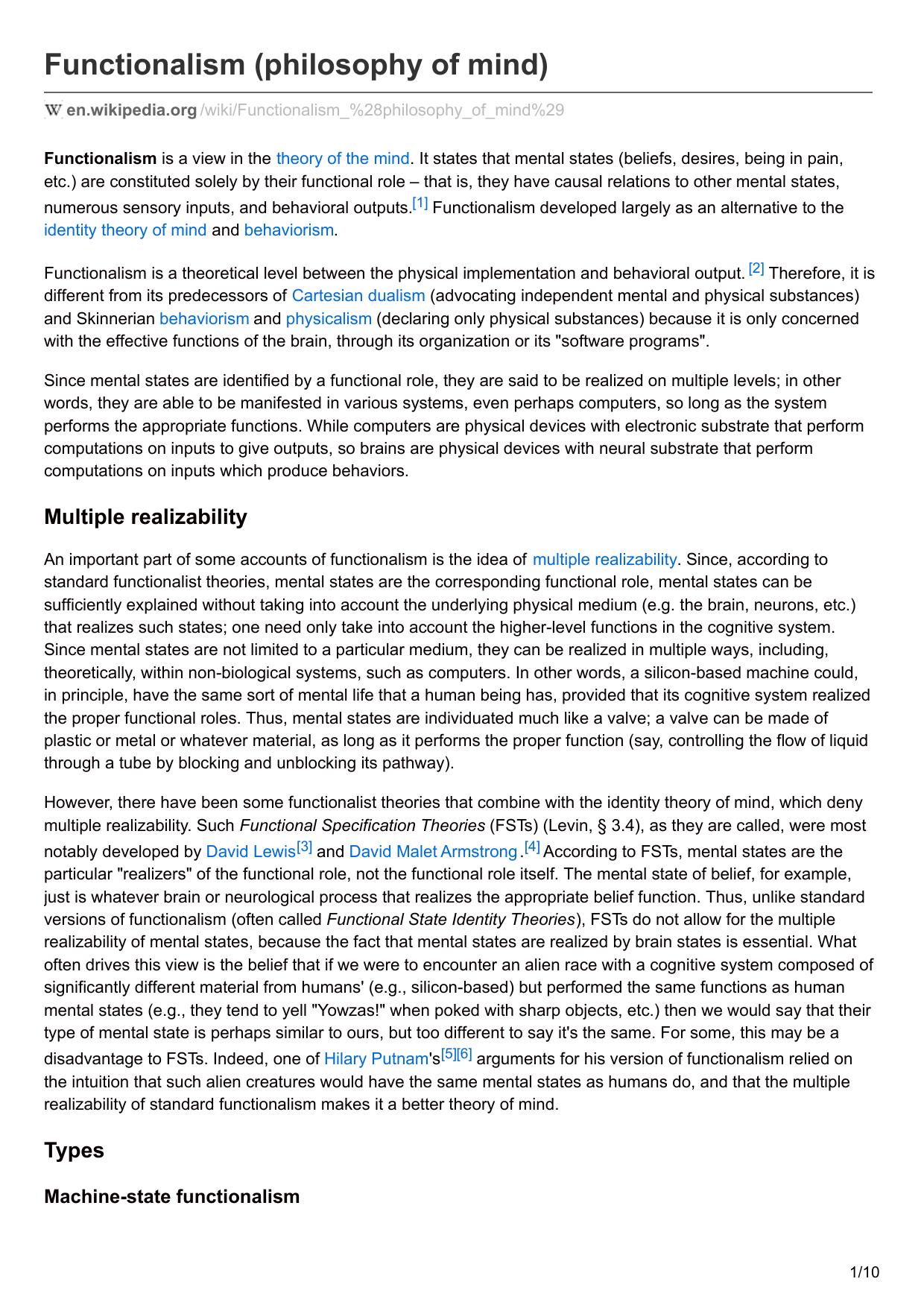 Functionalism (philosophy of mind)