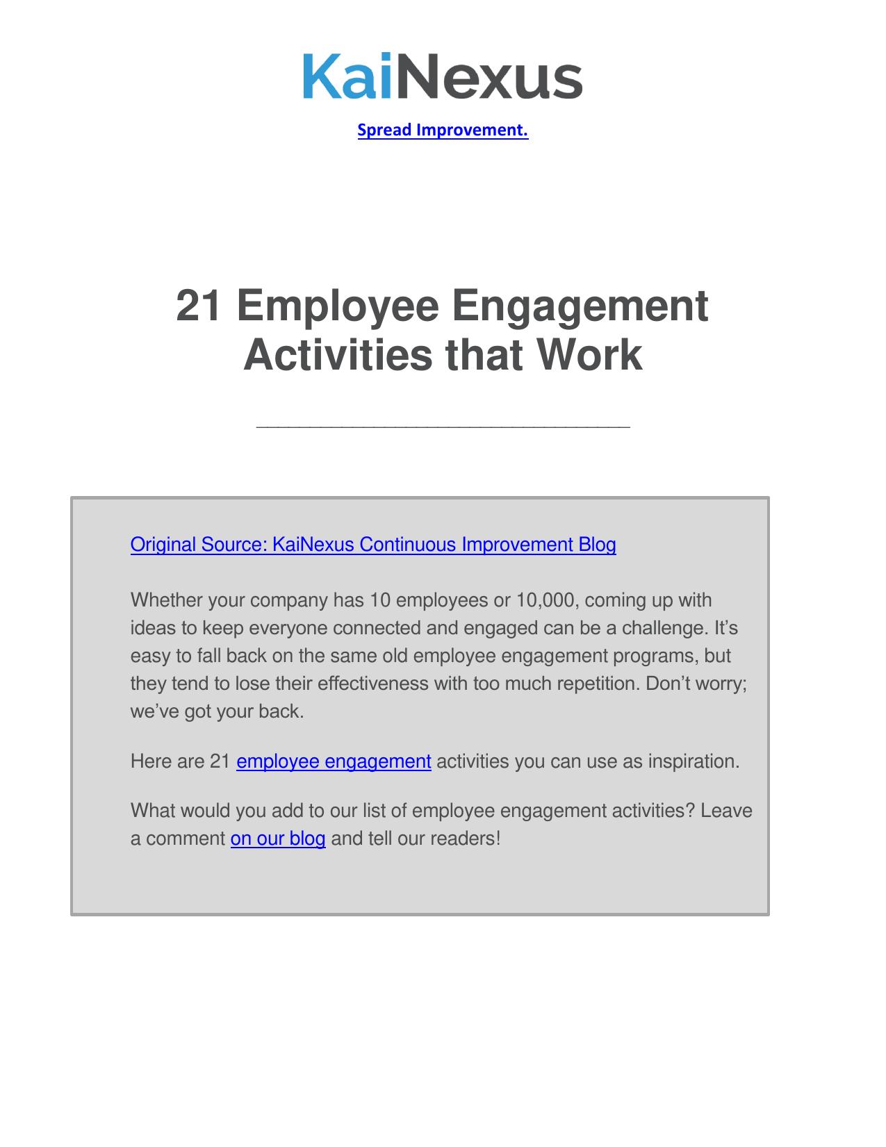 21 Employee Engagement Activities that Work