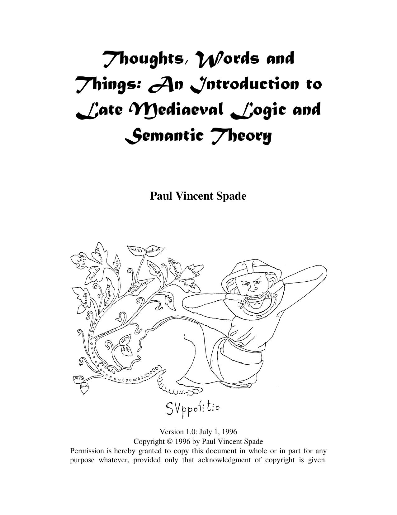 Thoughts, Words and Things: An Introduction to Late Mediaeval Logic and Semantic Theory