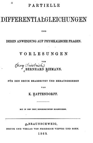 Partielle Differentialgleichungen und ihre Anwendungen auf physikalische Fragen: Vorlesungen