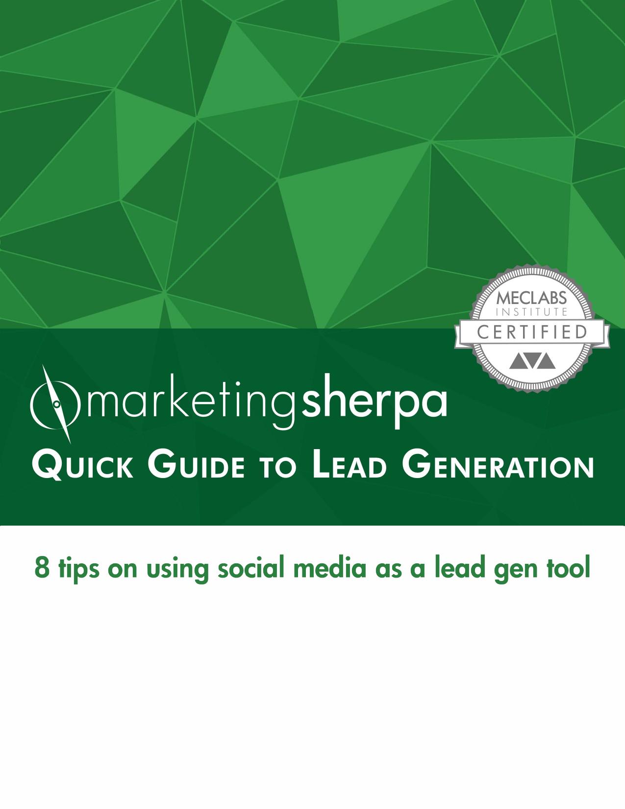 Quick Guide to Lead Generation - 8 tips on using social media as a lead gen tool