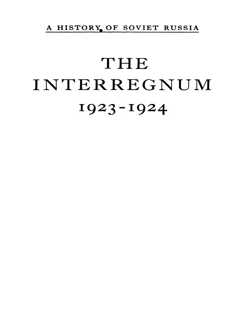 The Interregnum, 1923-1924