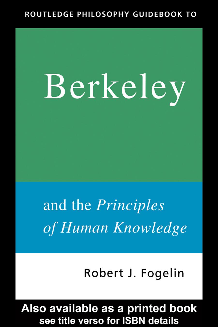 Routledge Philosophy GuideBook to Berkeley and the Principles of Human Knowledge