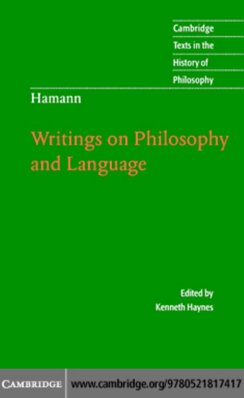 Hamann: Writings on Philosophy and Language