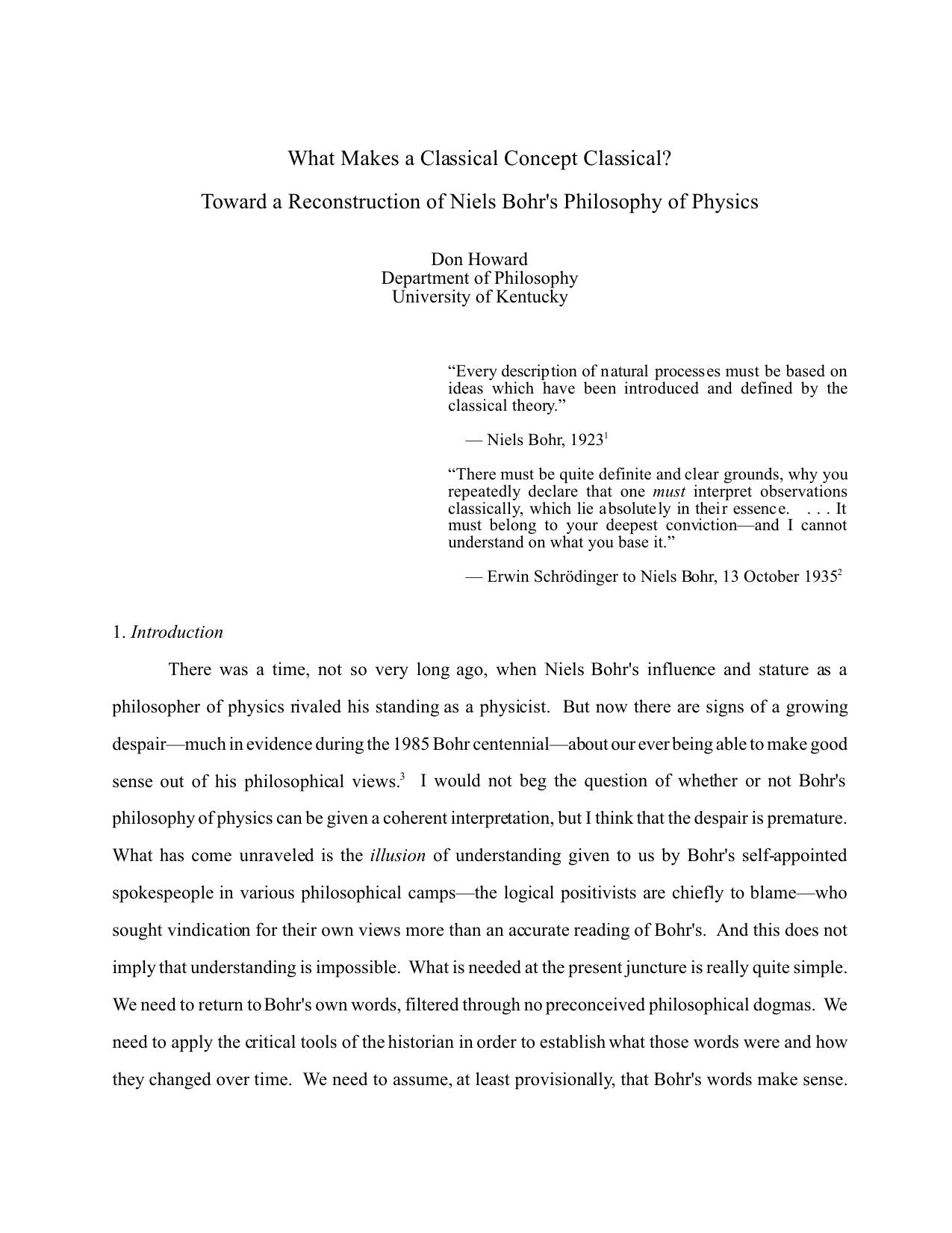 What Makes A Classical Concept Classical [Toward A Reconstruction Of Niels Bohr's Philosophy Of Physics]