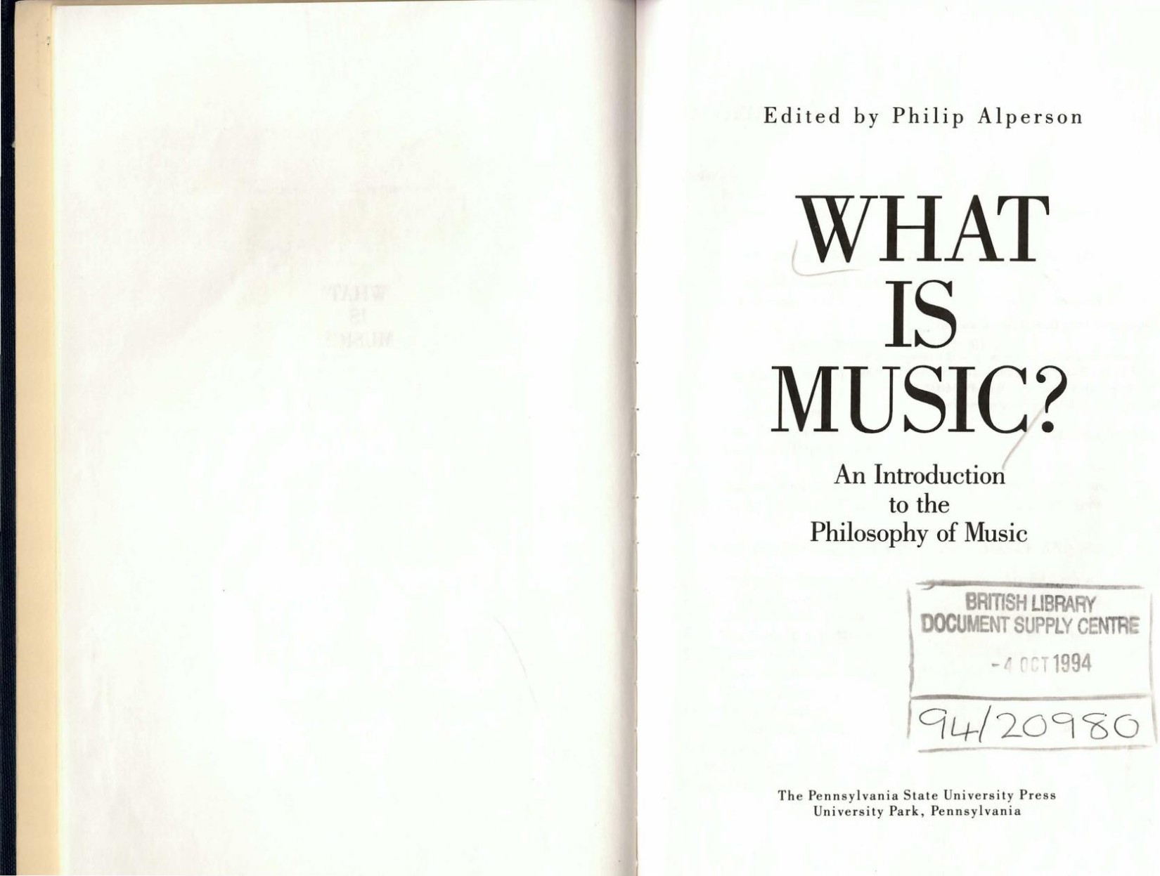 What Is Music?: An Introduction to the Philosophy of Music
