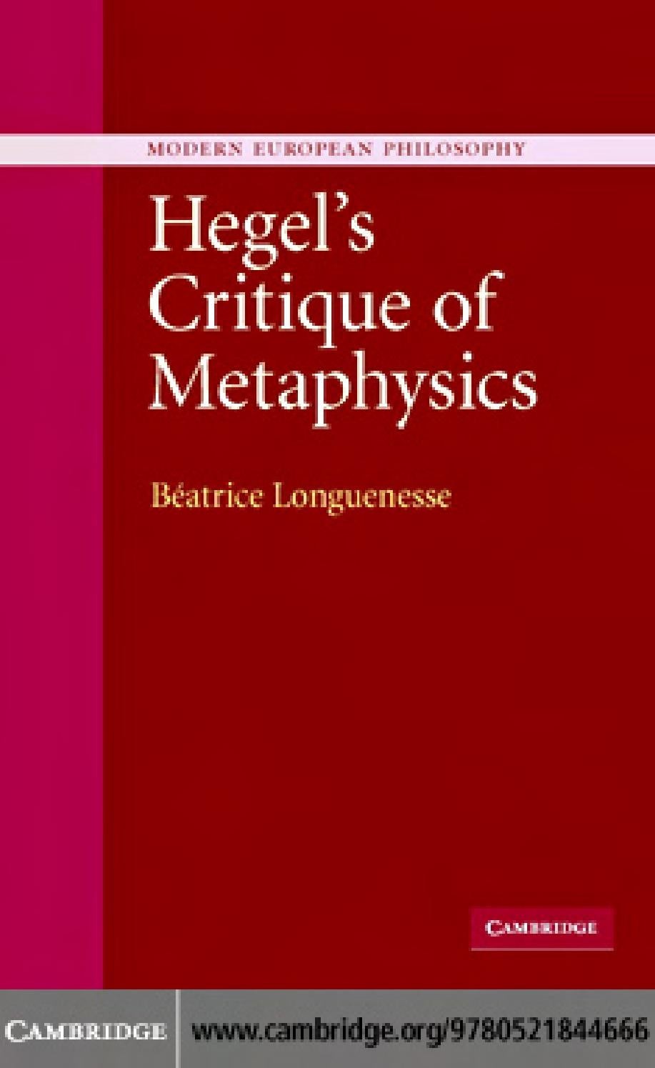 Hegel's Critique of Metaphysics