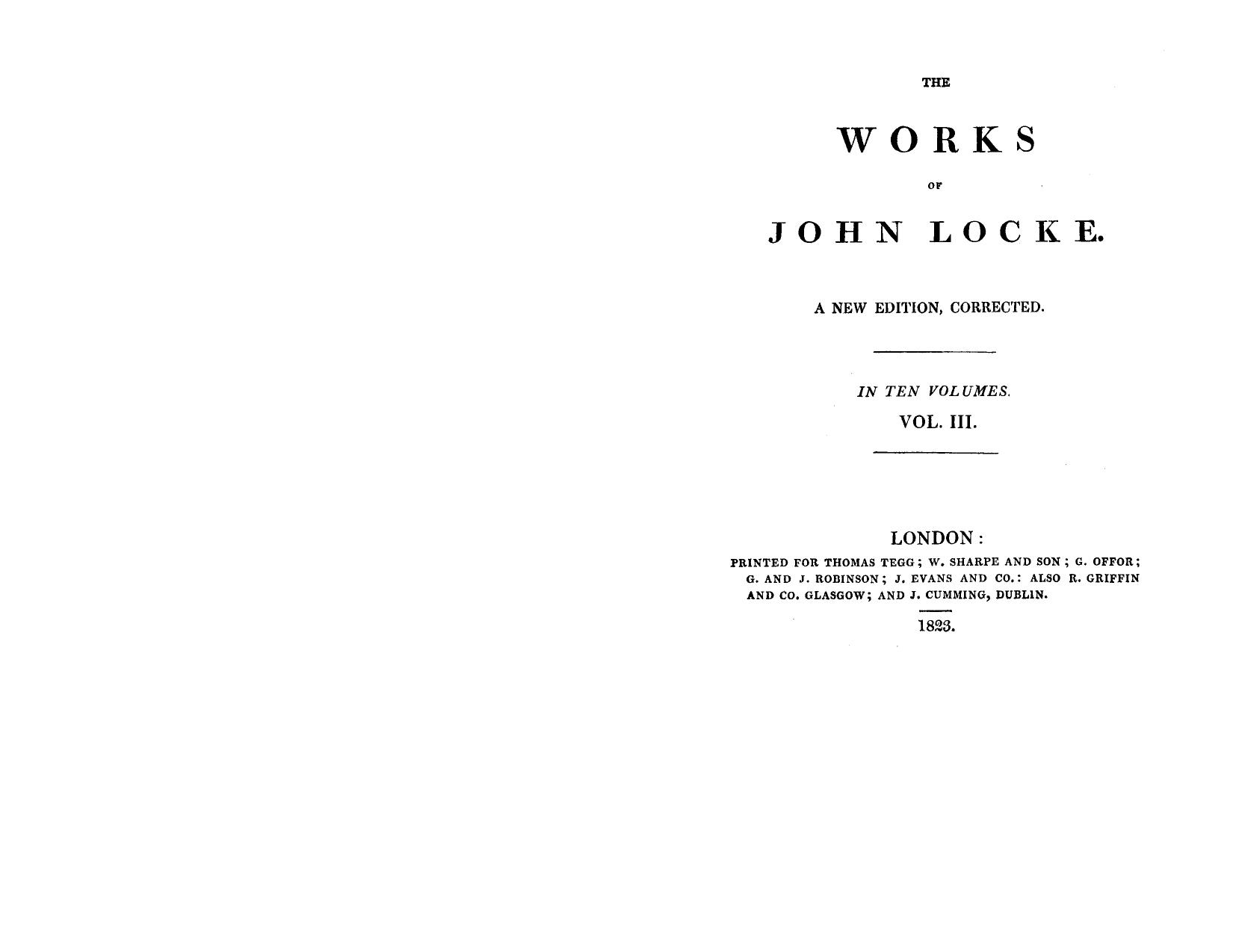 The Works of John Locke; Volume 3