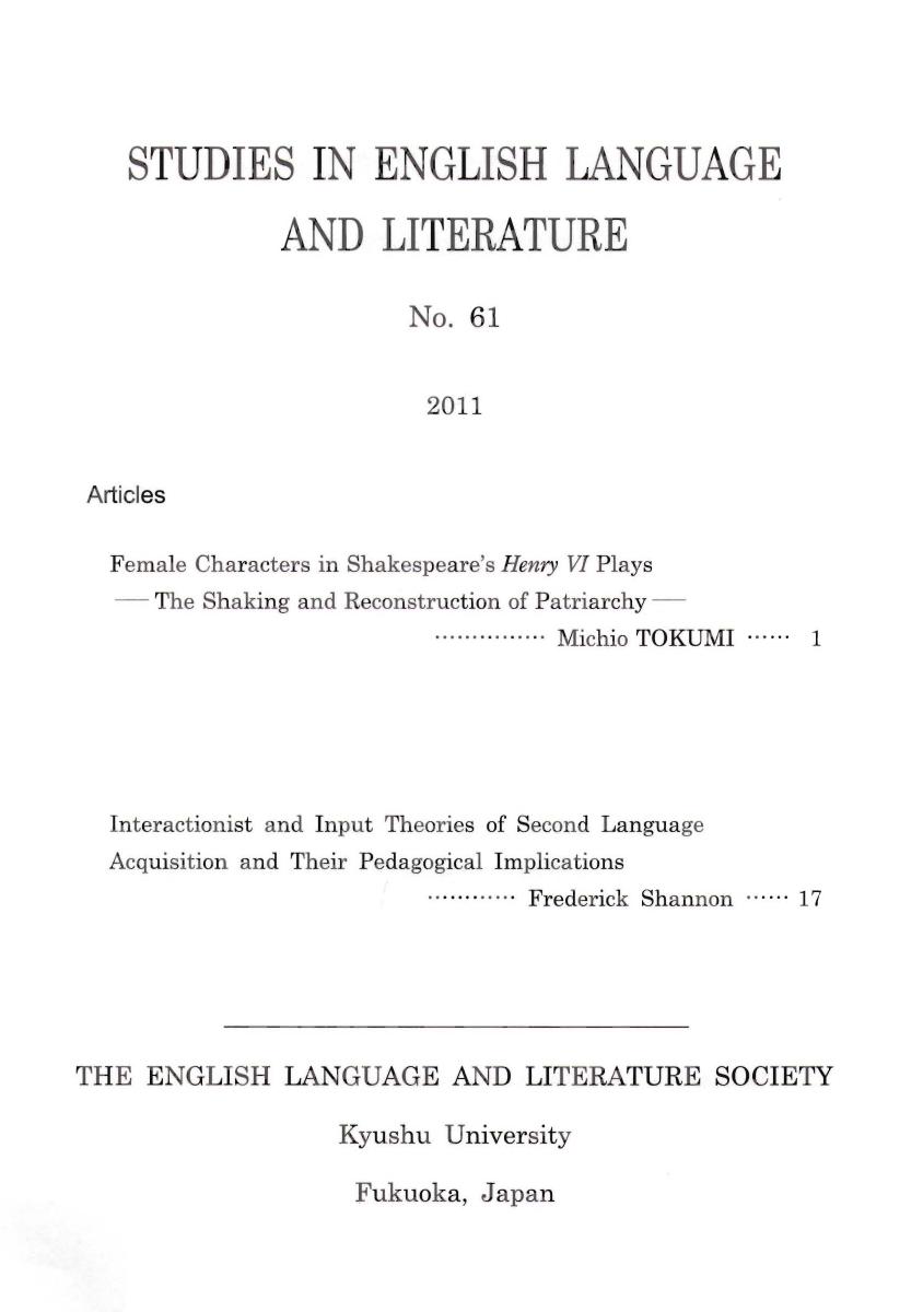 Studies in English Language and Literature