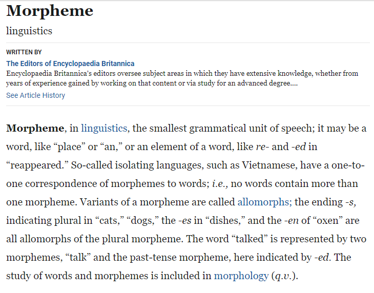 Encyclopedia Britannica - Morpheme