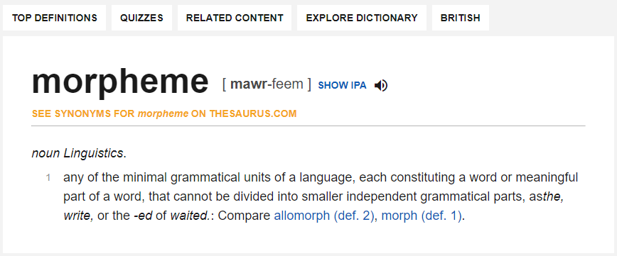 Dictionary.com - Morpheme