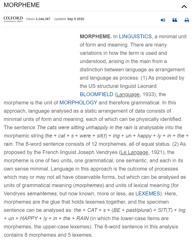 Encyclopedia.com - Morpheme